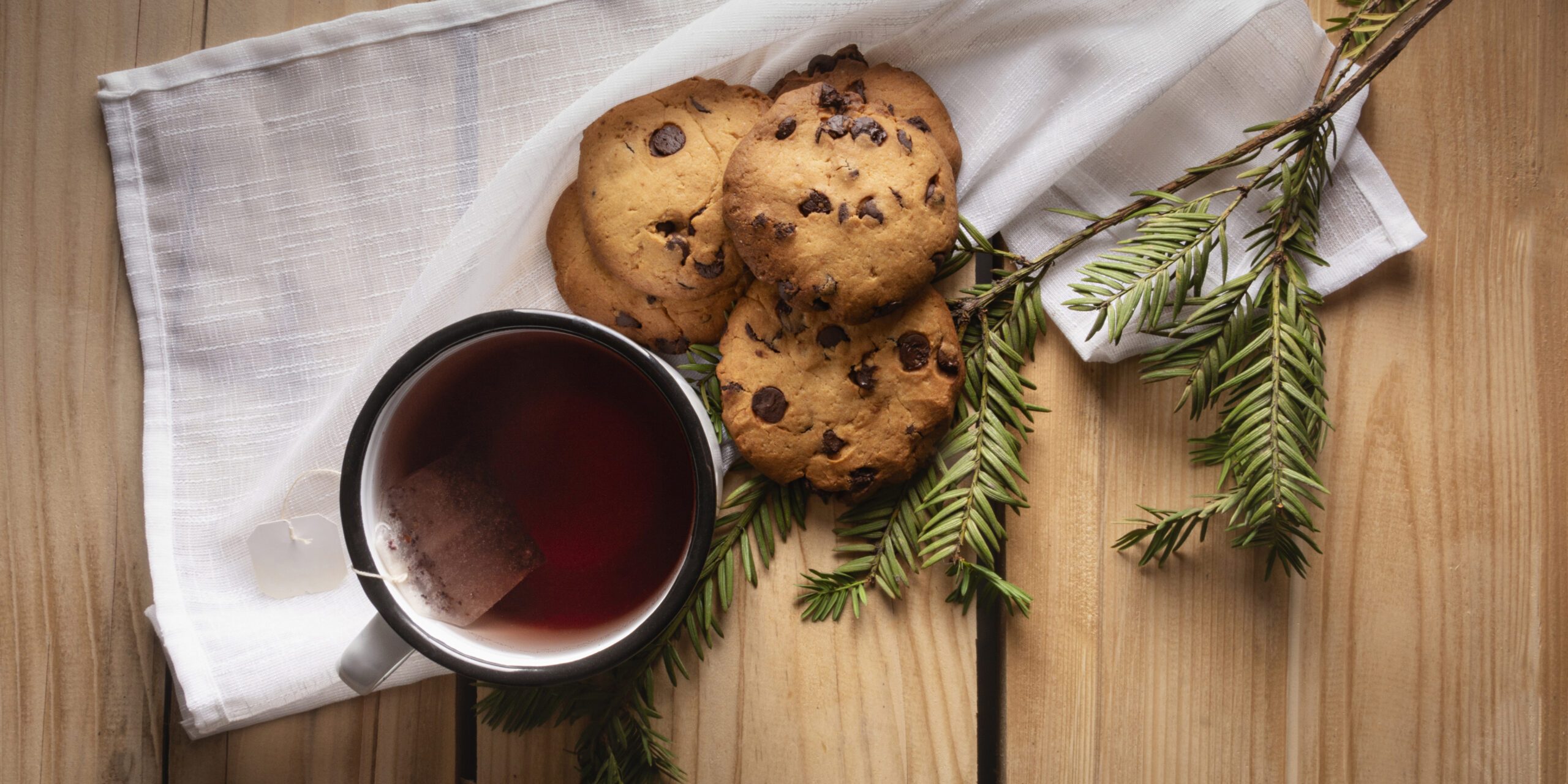 aerial tea with cookies and yew